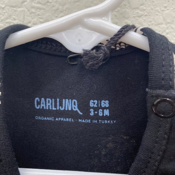 Carlijnq Lions Head Black Organic Cotton Bodysuit Infant Baby size 3-6 Month NEW - Picture 2 of 10